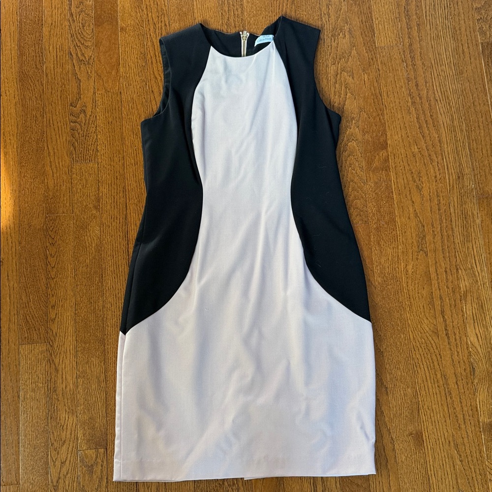 Calvin Klein - Elegant Black and Pink Sleeveless Dress: Size 12